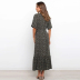deep V short-sleeved waist printing large-length dress wholesale clothing vendor Nihaostyles NSSUO68062