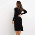 solid color tie round neck long-sleeved dress wholesale clothing vendor Nihaostyles NSSUO68054