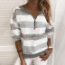 V-Neck Casual Striped Print Sweater NSYF68090