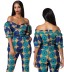 Printing Sleeves Strapless One-Piece Neck Jumpsuit NSMDF67633
