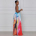 Printed Backless Lace Up Slip Dress NSXHX68130