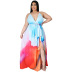 Halter Split Gradient Floral Long Skirt NSBMF68160