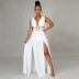 Deep V-Neck Long Skirt Cotton Dress NSCYF68186