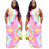 digital color printing lace-up sleeveless dress wholesale clothing vendor Nihaostyles NSMFF68233