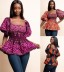 square collar lantern sleeves lotus leaf swing top wholesale women s clothing Nihaostyles NSMDF67681