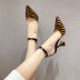 Pointed high heels summer striped one-line fashion sandals NSHU65542