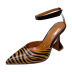 Pointed high heels summer striped one-line fashion sandals NSHU65542