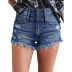 nihaostyle clothing wholesale High waist slim frayed denim shorts NSWL65612