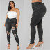 nihaostyle clothing wholesale high waist ripped large size jeans NSWL65617