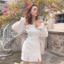collar mixed color lace long-sleeved dress wholesale women s clothing Nihaostyles NSHTL68307