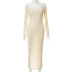 solid color one-shoulder lace-up split long-sleeved long dress wholesale women s clothing Nihaostyles NSHLJ68330