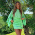 fashion solid color pleated long-sleeved casual satin short dress wholesale women s clothing Nihaostyles NSHLJ68331