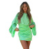 fashion solid color pleated long-sleeved casual satin short dress wholesale women s clothing Nihaostyles NSHLJ68331