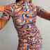 swirl printing high-neck casual pleated short dress wholesale women s clothing Nihaostyles NSHLJ68336