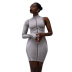 new contrast line half-high collar single-sleeve dress nihaostyle clothing wholesale NSMG68411