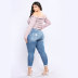 stretch hole large size jeans women nihaostyle clothing wholesale NSWL68434