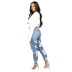 Washed Non-Elastic Straight Pants Jeans NSWL68438