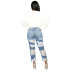 Washed Non-Elastic Straight Pants Jeans NSWL68438