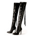 pointed high-heeled zipper fringed stovepipe boots wholesale women s clothing Nihaostyles NSSO68498