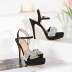 rhinestones stiletto high heel suede sandals wholesale women s clothing Nihaostyles NSSO68497