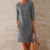 Round Neck Solid Color Long-Sleeved Dress NSXIA68780