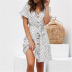 Polka Dot Print Belted Short Sleeve Dress wholesale clothing vendor Nihaostyles NSXIA68765