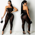 solid color wrapped chest sexy see-through jumpsuit nihaostyle clothing wholesale NSXYZ68563