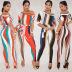 striped sexy mid-sleeve jumpsuit wholesale clothing vendor Nihaostyles NSXYZ68596