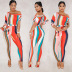 striped sexy mid-sleeve jumpsuit wholesale clothing vendor Nihaostyles NSXYZ68596