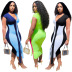 sexy V-neck color matching dress wholesale clothing vendor Nihaostyles NSXYZ68597