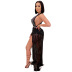diamond sequin mesh sexy tassel dress two-piece set wholesale clothing vendor Nihaostyles NSXYZ68599