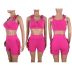 ruffled V backless solid color two-piece set wholesale clothing vendor Nihaostyles NSQMD68630