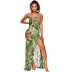 printed ruffle polyester mesh one word shoulder beach dress NSMYF68639