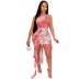 Printed mesh see-through tie-dye irregular dress NSMYF68651