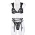Lace Hollow V-Neck Strap Sexy Underwear 3-Piece Set NSWY69060