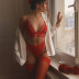 Mesh Lace Embroidery Red Sexy Lingerie NSWY69063