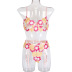 pink flower garter belt three-piece underwear set wholesale clothing vendor Nihaostyles NSWY69083