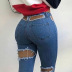 new elastic ripped jeans nihaostyle clothing wholesale NSTH69105