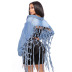 new back mesh fringed denim jacket nihaostyle clothing wholesale NSTH69114