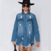new fashion hole mid-length denim jacket nihaostyle clothing wholesale NSTH69128