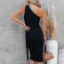 oblique shoulder knitted skirt fashion solid color dress nihaostyle clothing wholesale NSJR69190