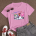 Camiseta de manga corta informal con estampado en inglés de unicornio de dibujos animados, ropa de nihaostyle al por mayor NSYAY69344