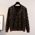 Women s V-neck loose leopard print knitted cardigan nihaostyle clothing wholesale NSYAY69335