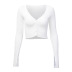 White Long-Sleeved Tight Short Shirt NSFLY69377