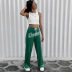 solid color letter mid-waist lace-up trousers NSSWF69455