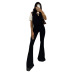 solid color high-waist slim-fit big flared trousers NSSWF69466
