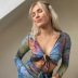 vestido de manga larga con estampado multicolor en perspectiva NSSWF69477