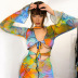vestido de manga larga con estampado multicolor en perspectiva NSSWF69477
