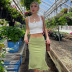 Low-Waist Solid Color Side Slits Skirt NSSWF69480