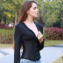 long-sleeved deep V-neck back tie-rope top wholesale clothing vendor Nihaostyles NSSWF69497